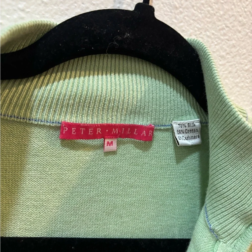 Peter Millar Women’s Silk Cotton Quarter Zip Sweater – Mint Green – Size M
